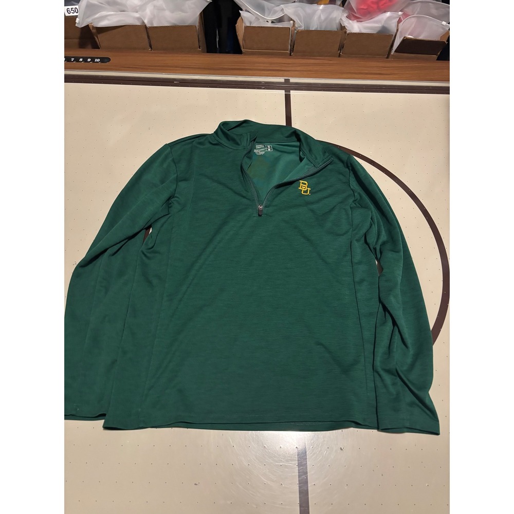 154 Russell Athletic Baylor University Dri-Power Quarter Zip Green Mens M